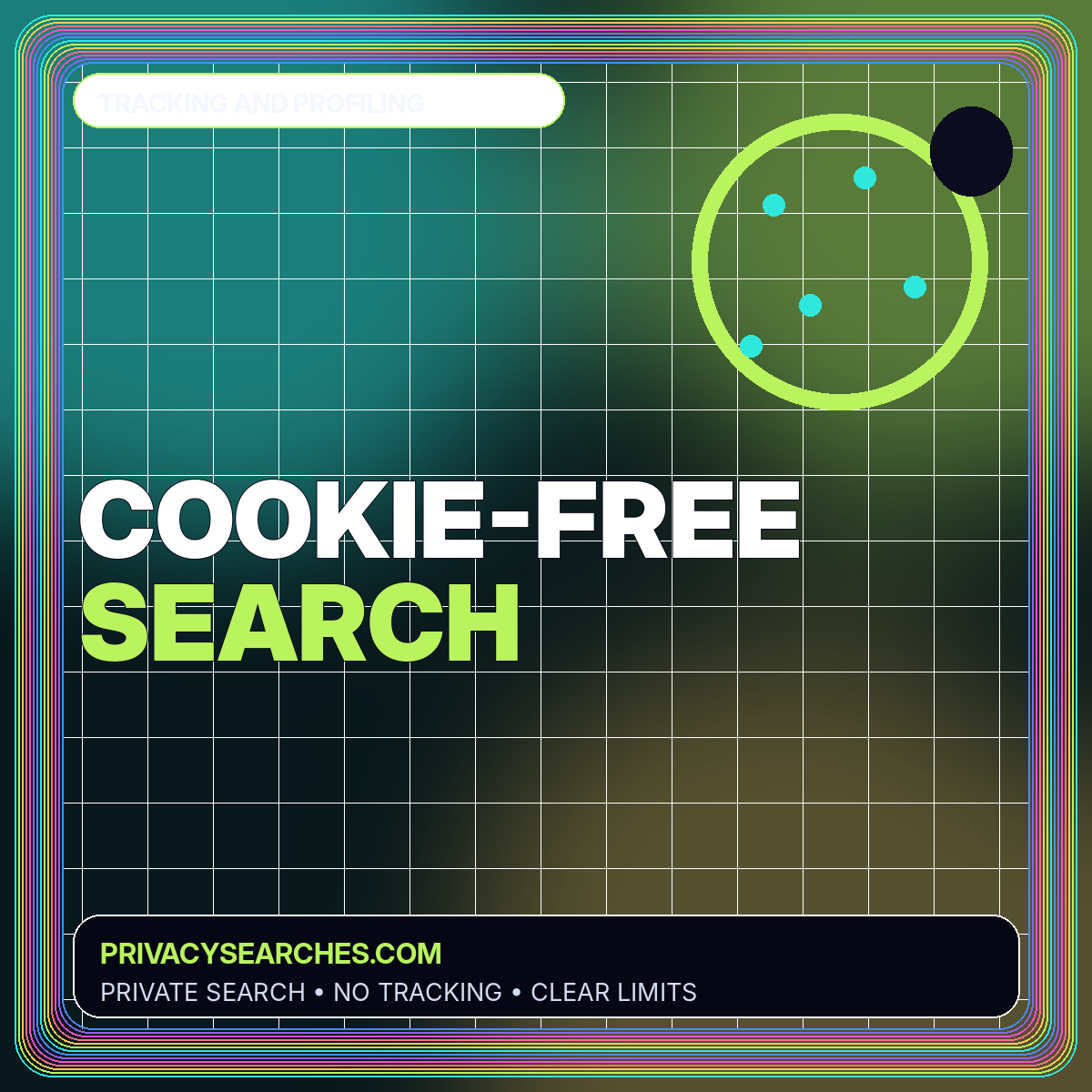 Neon typography card for Cookie-Free Search: Benefits, Limits, and Hidden Tracking